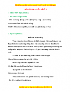 Đề thi giữa kì 1 Tiếng Việt lớp 2 Cánh diều (Đề 3)