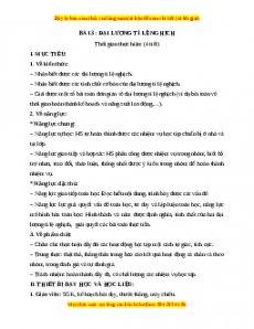 Giáo án Đại lượng tỉ lệ nghịch Toán 7 Chân trời sáng tạo