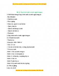 Lý thuyết Công nghệ 7 Cánh diều Bài 12: Quy trình nuôi cá nước ngọt trong ao