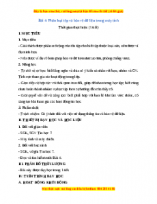Giáo án Tin học 7 Chủ đề 1 Bài 4 (Chân trời sáng tạo): Phân loại tệp và bảo vệ dữ liệu trong máy tính