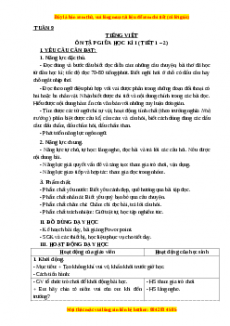 Giáo án Ôn tập giữa học kỳ I (T1+2) Tiếng việt 3 Kết nối tri thức