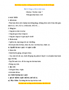 Giáo án Tin học 7 Kết nối tri thức Chủ đề 4 Bài 8 Công cụ hỗ trợ tính toán