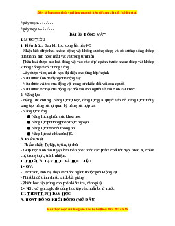 Giáo án Bài 36 KHTN 6 Kết nối tri thức (2024): Động vật