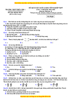 Đề thi thử Sinh học trường Triệu Sơn 1 - Thanh Hóa lần 1 năm 2023