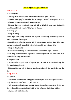 Giáo án Bài 19 Lịch sử 7 Cánh diều (2024): Khởi nghĩa Lam Sơn