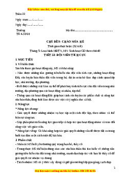 Giáo án Hoạt động trải nghiệm 7 Cánh diều Chủ đề 9: Chào mùa hè