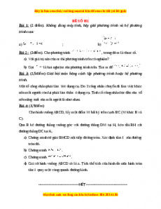 Đề thi Toán 9 học kì 2 năm 2022 - 2023 - Tập 1 Đề 2