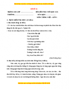 Đề thi Tiếng Việt lớp 1 Học kì 2 Chân trời sáng tạo (Đề 16)