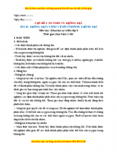 Giáo án Bài 10 KHTN 6 Chân trời sáng tạo (2024): Không khí và bảo vệ môi trường không khí