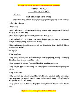 Giáo án HĐTN 3 Tuần 29 Chân trời sáng tạo: Cuộc sống xanh