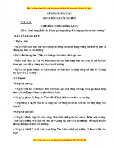Giáo án HĐTN 3 Tuần 29 Chân trời sáng tạo: Cuộc sống xanh