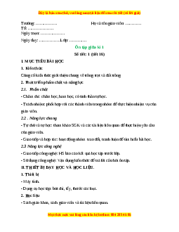 Giáo án Công nghệ 10 (Kết nối tri thức) Bài Ôn tập giữa kì 1