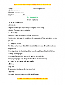 Giáo án Công nghệ 10 (Kết nối tri thức) Bài Ôn tập giữa kì 1