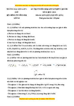 Đề thi vào 10 môn Hóa học năm 2023 - Trường THPT Chuyên Huế