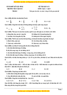 Đề thi học kì 1 Vật lí 9 năm 2023 trường THCS Quang Trung - Thành phố Hồ Chí Minh