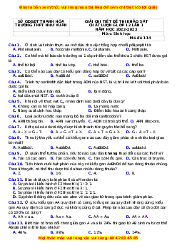 Đề thi thử Sinh học trường Như Xuân - Thanh Hóa lần 1 năm 2023