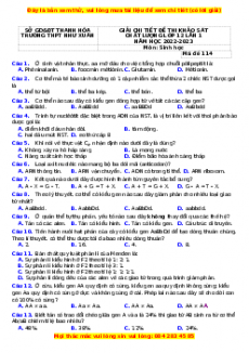 Đề thi thử Sinh học trường Như Xuân - Thanh Hóa lần 1 năm 2023