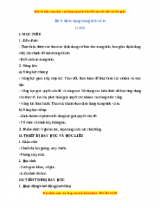 Giáo án Tin học 7 Cánh diều Chủ đề E Bài 9: Định dạng trang tính và in