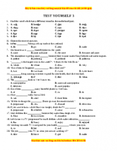 Bài tập: TEST YOURSELF 3 - Giáo viên Lưu Hoằng Trí đầy đủ đáp án