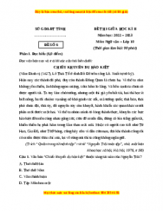 Đề thi giữa học kì 2 Ngữ Văn 10 Chân trời sáng tạo có đáp án (Đề 6)