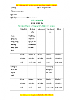 Giáo án Công nghệ 7 Kiểm tra học kì 1 (Chân trời sáng tạo)