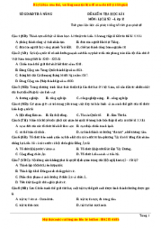 Đề thi cuối kì 1 Lịch sử 12 năm 2023 Sở GD và ĐT Đà Nẵng