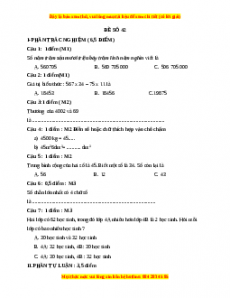 Đề thi Toán lớp 4 cuối kì 1 năm 2022 - 2023 (Đề 42)