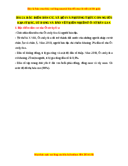 Lý thuyết Địa lý 7 Cánh diều Bài 21: Đặc điểm dân cư, xã hội và phương thức con người khai thác, sử dụng và bảo vệ thiên nhiên ở Ô-xtrây-li-a