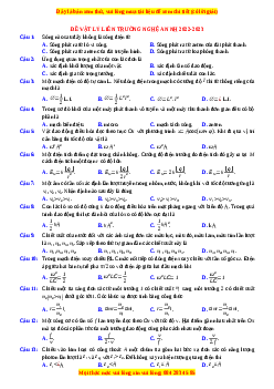 Đề thi thử Vật lí Liên trường Nghệ An năm 2023