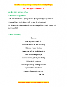 Đề thi cuối kì 1 Tiếng Việt lớp 2 Cánh diều (Đề 10)