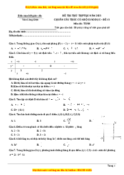 Đề thi thử THPT Quốc Gia môn Toán có đáp án (đề 13 ) - thầy Trần Công Diệu