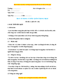 Giáo án Công nghệ 6 Bài 8 (Kết nối tri thức): Sử dụng và bảo quản trang phục