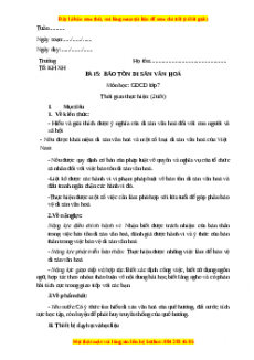 Giáo án GDCD 7 Bài 5 (Kết nối tri thức): Bảo tồn di sản văn hóa