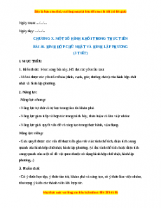 Giáo án Hình hộp chữ nhật và hình lập phương Toán 7 Kết nối tri thức