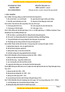 Đề thi cuối kì 1 Lịch sử 12 năm 2023 Trường THPT Phan Đình Phùng - Hà Tĩnh