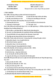 Đề thi cuối kì 1 Lịch sử 12 năm 2023 Trường THPT Phan Đình Phùng - Hà Tĩnh