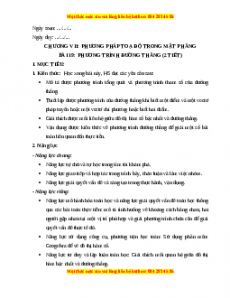 Giáo án Phương trình đường thẳng Toán 10 Kết nối tri thức