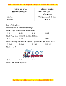 Đề thi cuối kì 2 Toán lớp 1 Cánh diều (Đề 10)