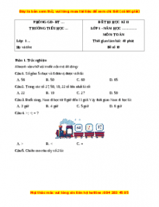 Đề thi cuối kì 2 Toán lớp 1 Cánh diều (Đề 10)