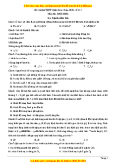 Đề thi thử THPT Quốc Gia môn Sinh học có đáp án ( đề 11 ) - thầy Nguyễn Đức Hải