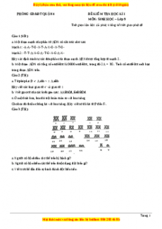 Đề thi học kì 1 Sinh học 9 năm 2023 Phòng GD_ĐT Quận 4 - TP HCM
