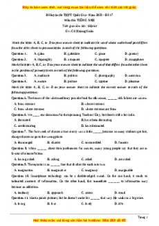 Đề thi thử THPT Quốc Gia môn Tiếng Anh có đáp án ( đề 17 ) - cô Hoàng Xuân