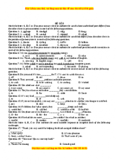 Đề thi trắc nghiệm Tiếng anh 10 năm 2022 - 2023 (Đề 9)