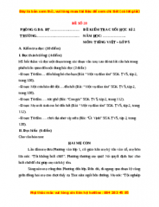 Đề thi cuối kì 2 Tiếng Việt lớp 5 năm 2023 (Đề 40)