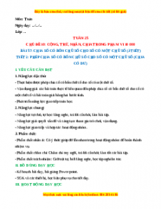 Giáo án Toán 3 Kết nối tri thức Tuần 25: Chia số có bốn chữ số cho số có một chữ số