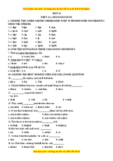 Test 23 - Bộ đề bồi dưỡng học sinh giỏi tiếng Anh toàn diện lớp 6 - Giáo viên Linh Đan