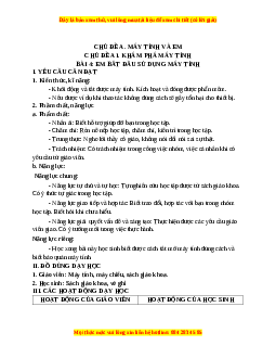 Giáo án Tin học 3 Cánh diều Bài 4: Em bắt đầu sử dụng máy tính