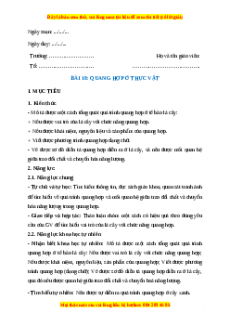 Giáo án Sinh học 7 Cánh diều Bài 18. Quang hợp ở thực vật