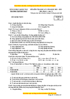 Đề thi học kì 1 Địa lý 11 trường THPT Bất Bạt- Hà Nội