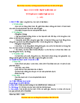 Giáo án Bài 2 Lịch sử 7 Cánh diều (2024): Các cuộc phát kiến địa lý từ thế kỉ thứ XV đến thế kỉ thứ XVI